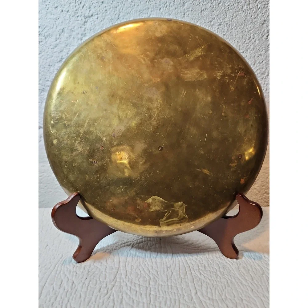 Large Brass Tray, Platter, Unpolished Original Patina. 11